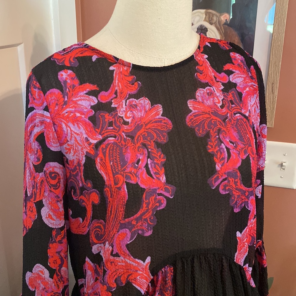 Free People Intimately Symphony Slip sheer bell sleeve XS boho open back tunic - Picture 5 of 15